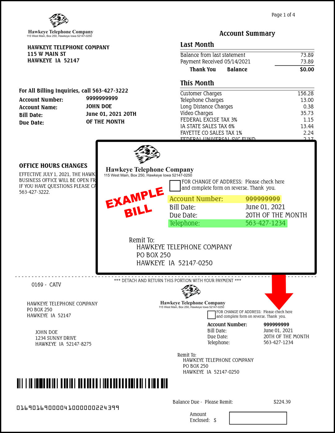 Sample bill